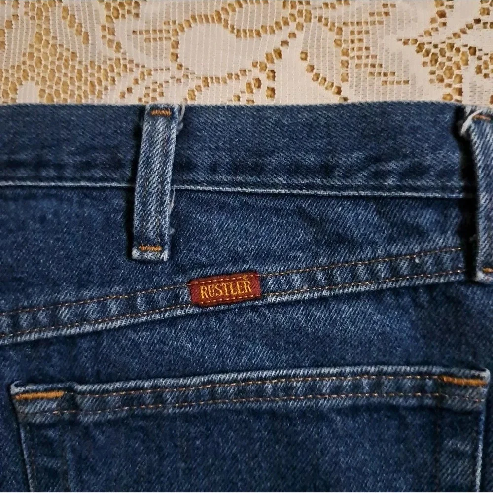 Rustler Men's‎ Size 38x30 Blue Regular Fit Straight Leg 100% Cotton Denim Jeans